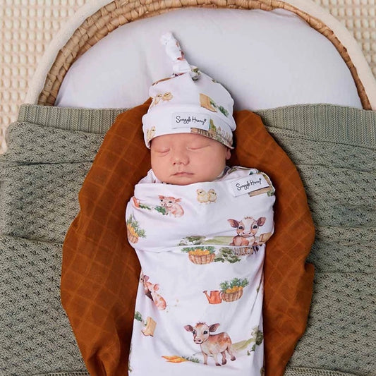 Farm Organic Snuggle Swaddle & Beanie Set