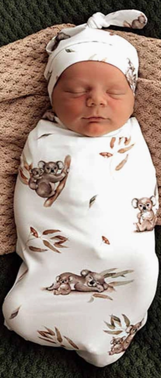 Koala Organic Snuggle Swaddle & Beanie Set