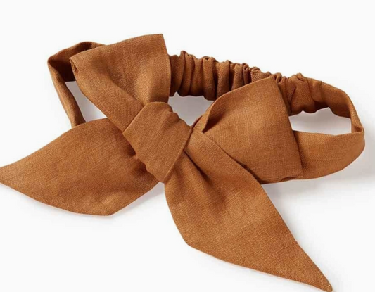 Mustard Pre-Tied Linen Bow - Baby & Toddler