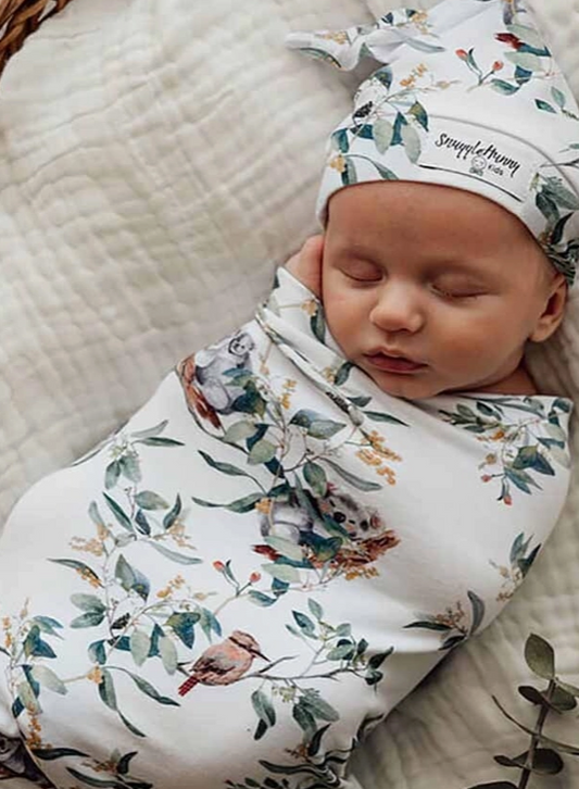 Eucalypt Baby Jersey Wrap & Beanie Set