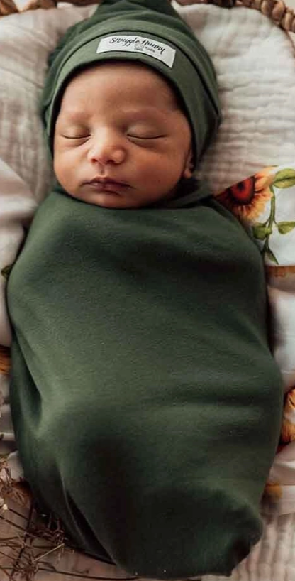 Olive Snuggle Swaddle & Beanie Set