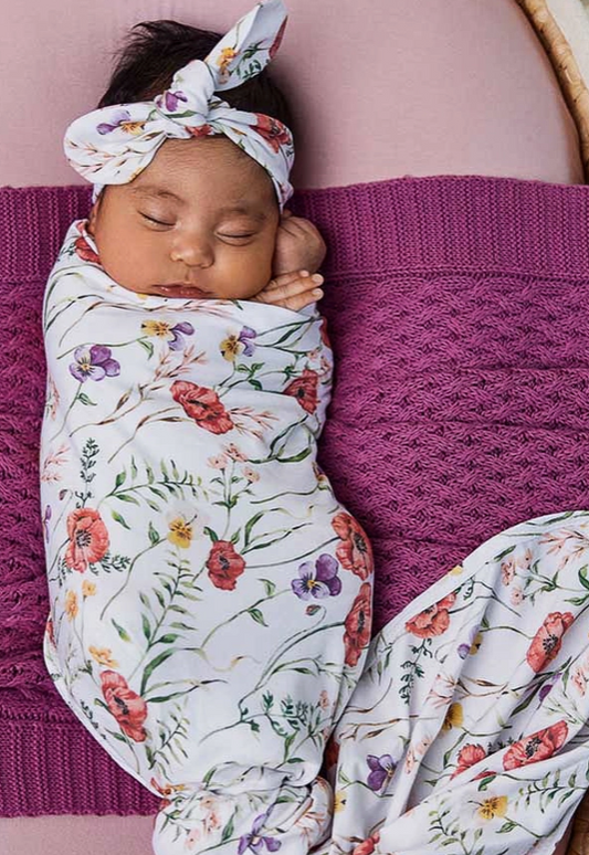 Meadow Organic Snuggle Swaddle & Topknot Set