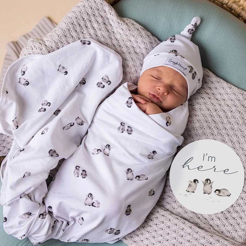 Penguin Organic Jersey Wrap & Beanie Set
