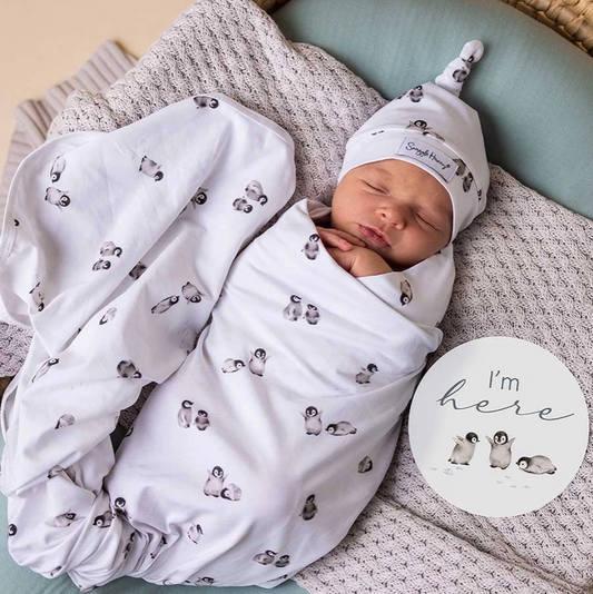 Penguin Organic Jersey Wrap & Beanie Set